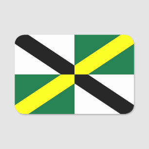 Patriotische Namensmarke mit der Flagge von Monter Namensschild