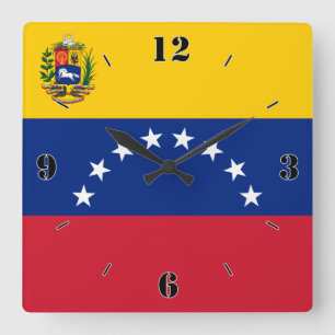 Patriotische Nationalflagge Venezuelas Quadratische Wanduhr