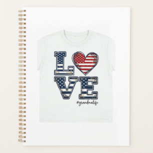 Patriotische Oma Leben Liebe Vintage-Shirt-Design_ Planer