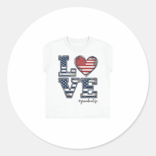 Patriotische Oma Leben Liebe Vintage-Shirt-Design_ Runder Aufkleber