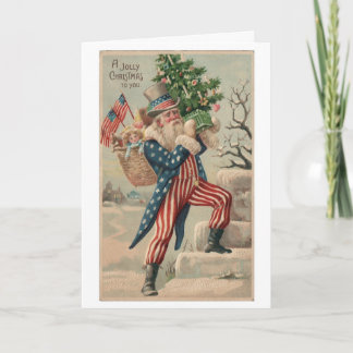 Patriotische Oma-Sam-Weihnachtskarte im Vintage-St Feiertagskarte