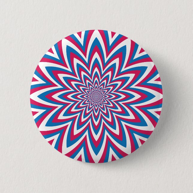 Patriotische Op Art Blume Button (Vorderseite)