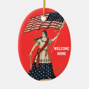 PATRIOTISCHE ORNAMENTS - WILLKOMMEN ZUHAUSE TROOPS KERAMIKORNAMENT