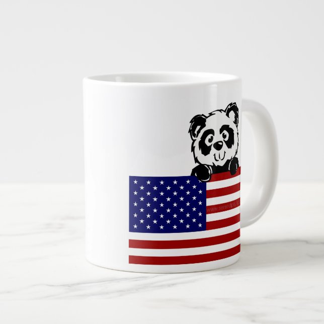 Patriotische Panda Jumbo-Tasse (Vorderseite Rechts)
