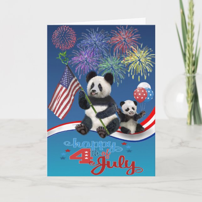 Patriotische Pandas Karte (Vorderseite)