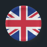 Patriotische Papierplatte mit Flagge des Vereinigt Pappteller<br><div class="desc">Fügen Sie Ihren Feierlichkeiten eine Touch britischen Stolzes hinzu mit unseren exklusiven Tellern, die die Flagge Großbritanniens tragen! Diese Teller, die mit viel Liebe zum Detail gestaltet wurden, sind mehr als nur eine Einwegspeisung, sie sind eine Feier des reichen britischen Kulturerbes und des kulturellen Stolzes. Das Design zeigt deutlich den...</div>