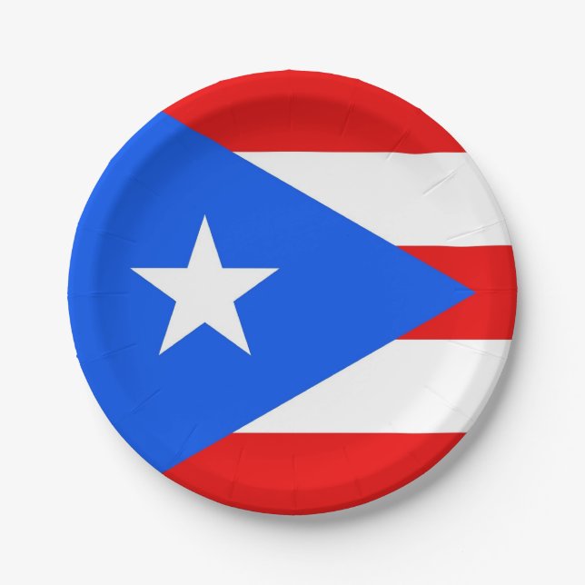 Patriotische Papierplatte mit Puerto Rico-Flagge Pappteller (Vorderseite)