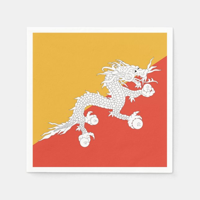 Patriotische Papierservietten mit der Flagge Bhuta (Vorderseite)