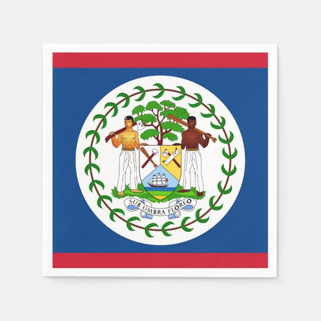 Patriotische Papierservietten mit Flagge von Beliz (Vorderseite)