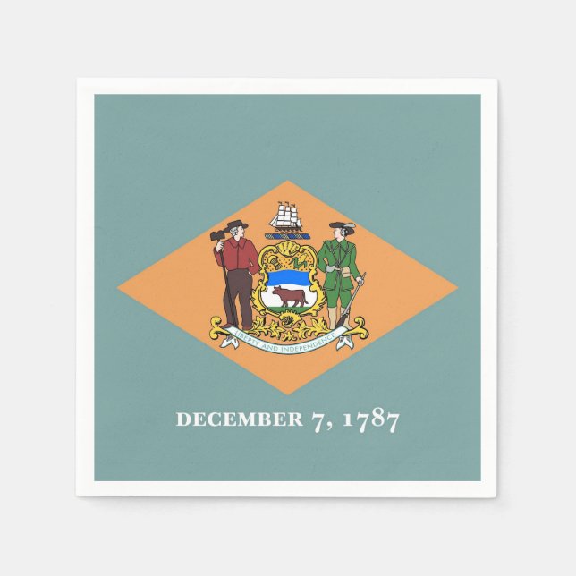 Patriotische Papierservietten mit Flagge von Delaw (Vorderseite)