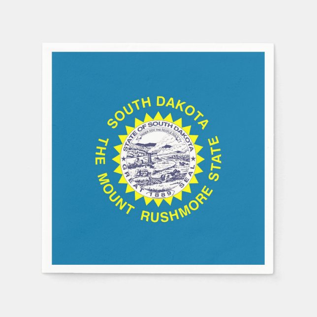 Patriotische Papierservietten mit South-Dakota-Fla (Vorderseite)