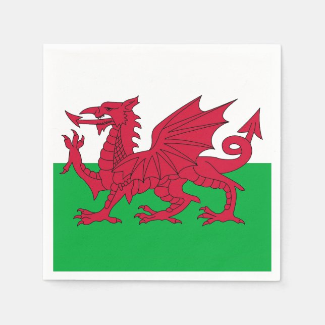 Patriotische Papierservietten mit Wales-Flagge (Vorderseite)