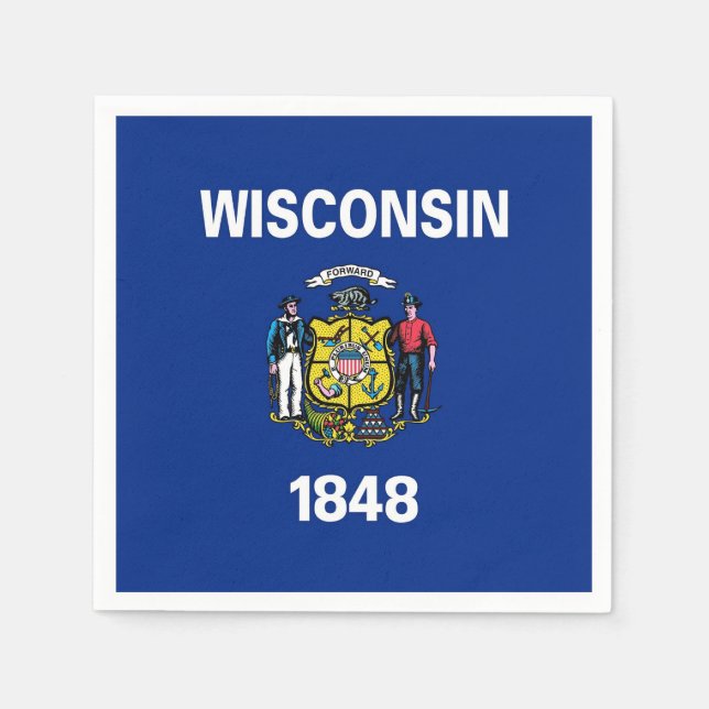 Patriotische Papierservietten mit Wisconsin-Flagge (Vorderseite)