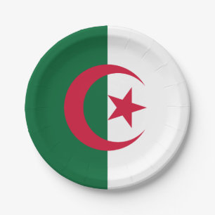 Patriotische Papiertafel mit algerischer Flagge Pappteller