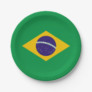 Patriotische Papiertafel mit brasilianischer Flagg Pappteller