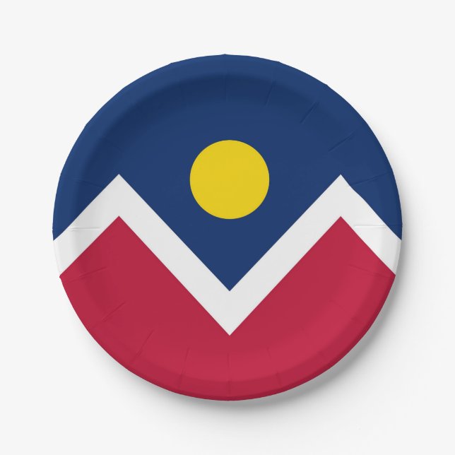 Patriotische Papiertafel mit Denver-Flagge Pappteller (Vorderseite)