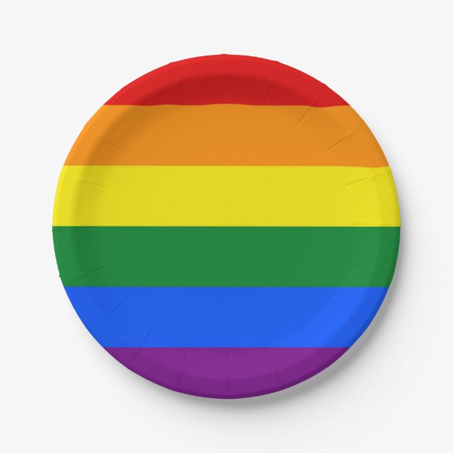 Patriotische Papiertafel mit LGBT-Flagge Pappteller (Vorderseite)