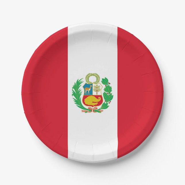 Patriotische Papiertafel mit Peru-Flagge Pappteller (Vorderseite)