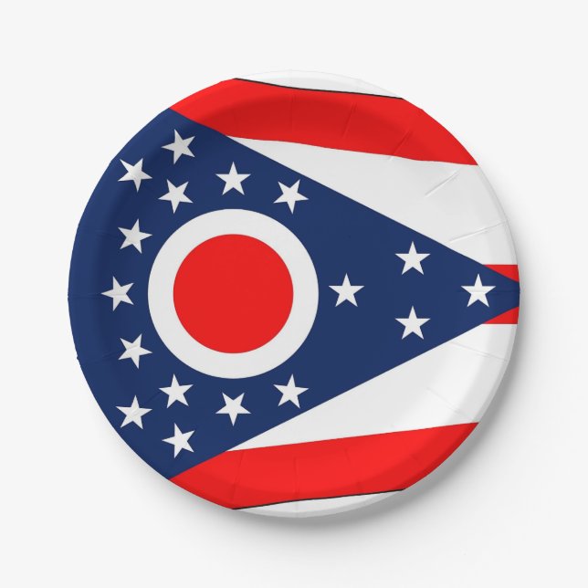 Patriotische Papiertüte mit Ohio-Flagge Pappteller (Vorderseite)