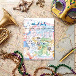 Patriotische Parade 4. Juli Bingo Spielkarte Feiertagskarte