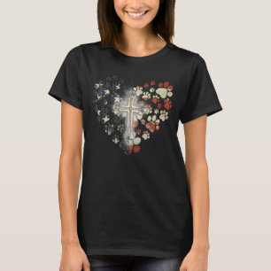 Patriotische Paws Hund Herz Amerikanische Flagge J T-Shirt