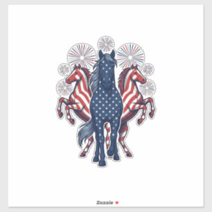 Patriotische Pferde Vintage-Feuerwerk Vektor-Desig Aufkleber