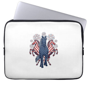 Patriotische Pferde Vintage-Feuerwerk Vektor-Desig Laptopschutzhülle