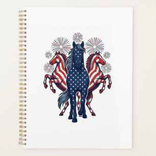 Patriotische Pferde Vintage-Feuerwerk Vektor-Desig Planer