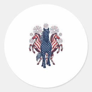 Patriotische Pferde Vintage Feuerwerk Vektor Desig Runder Aufkleber