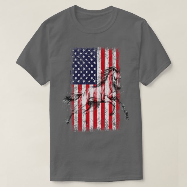 Patriotische Pferdeflagge - Vintages Pferd (5)  T-Shirt (Design vorne)