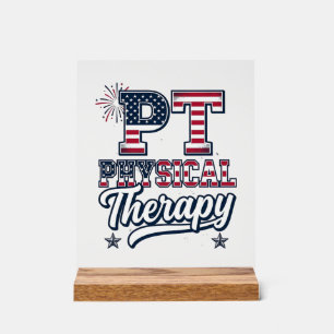 Patriotische Physiotherapie Vintage PT-Shirt-Desig Acrylschild