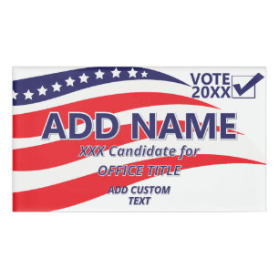 Patriotische politische Kampagne 2026 Kandidatur f Namenschild