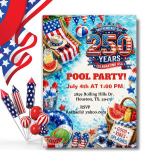 Patriotische Poolparty-Americana-BBQ-Feier Einladung