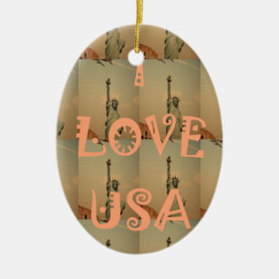 Patriotische Pop-Art: "Ich liebe USA" Grafikdesign Keramikornament