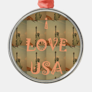 Patriotische Pop-Art: "Ich liebe USA" Grafikdesign Ornament Aus Metall