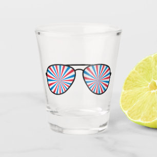 Patriotische PopArt Swirl Sonnenbrille Schnapsglas