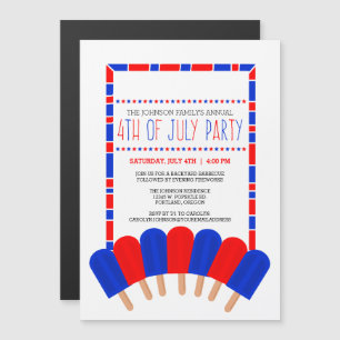 Patriotische Popsicles 4. Juli Party Magneteinladung