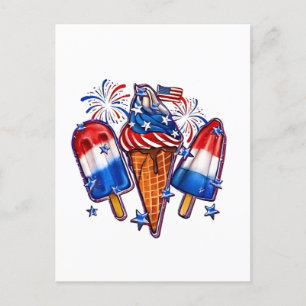 Patriotische Popsicles Ice Cream 4. Juli Einladungspostkarte