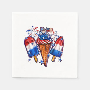 Patriotische Popsicles Ice Cream 4. Juli Serviette