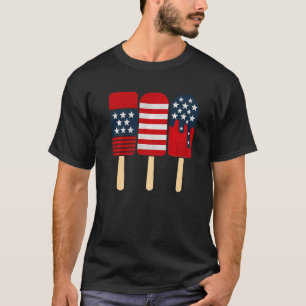 Patriotische Popsicles Summer Ice Cream Lolly Red T-Shirt