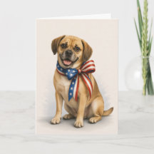 Patriotische Puggle-Hunde-Grußkarte