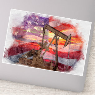 Patriotische Pumpjack-Zeichnung in Pastell bei Son Aufkleber