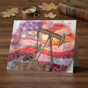 Patriotische Pumpjack-Zeichnung in Pastell bei Son Dankeskarte