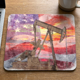 Patriotische Pumpjack-Zeichnung in Pastell bei Son Mousepad