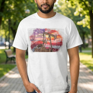Patriotische Pumpjack-Zeichnung in Pastell bei Son T-Shirt