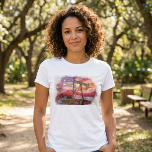 Patriotische Pumpjack-Zeichnung in Pastell bei Son T-Shirt