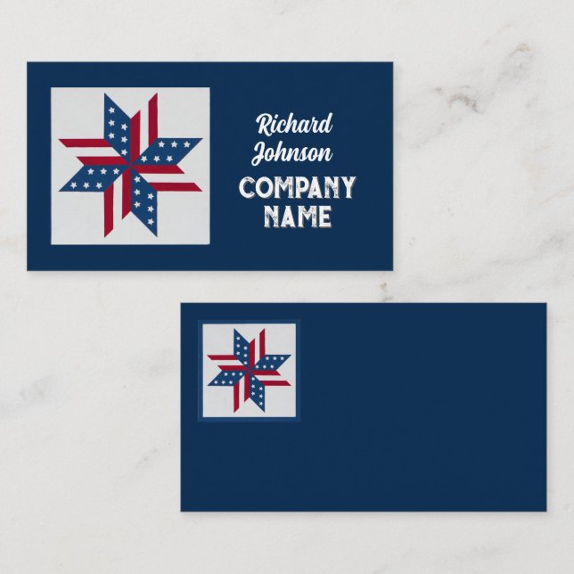 patriotische Quilblockmuster-US Flagge Visitenkarte (Vorne/Hinten)