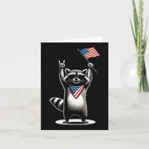Patriotische Raccoon Männer Frauen Kinder am 4. Karte