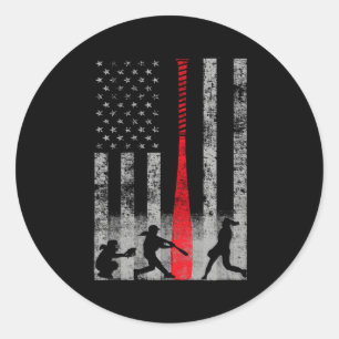 Patriotische Red Bat Softball Flag Runder Aufkleber