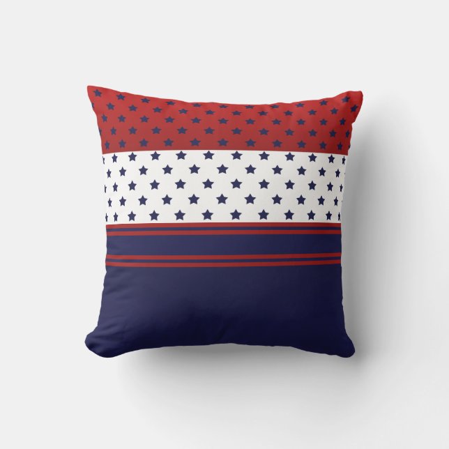Patriotische Red White & Blue mit Sternendesign Kissen (Vorderseite)